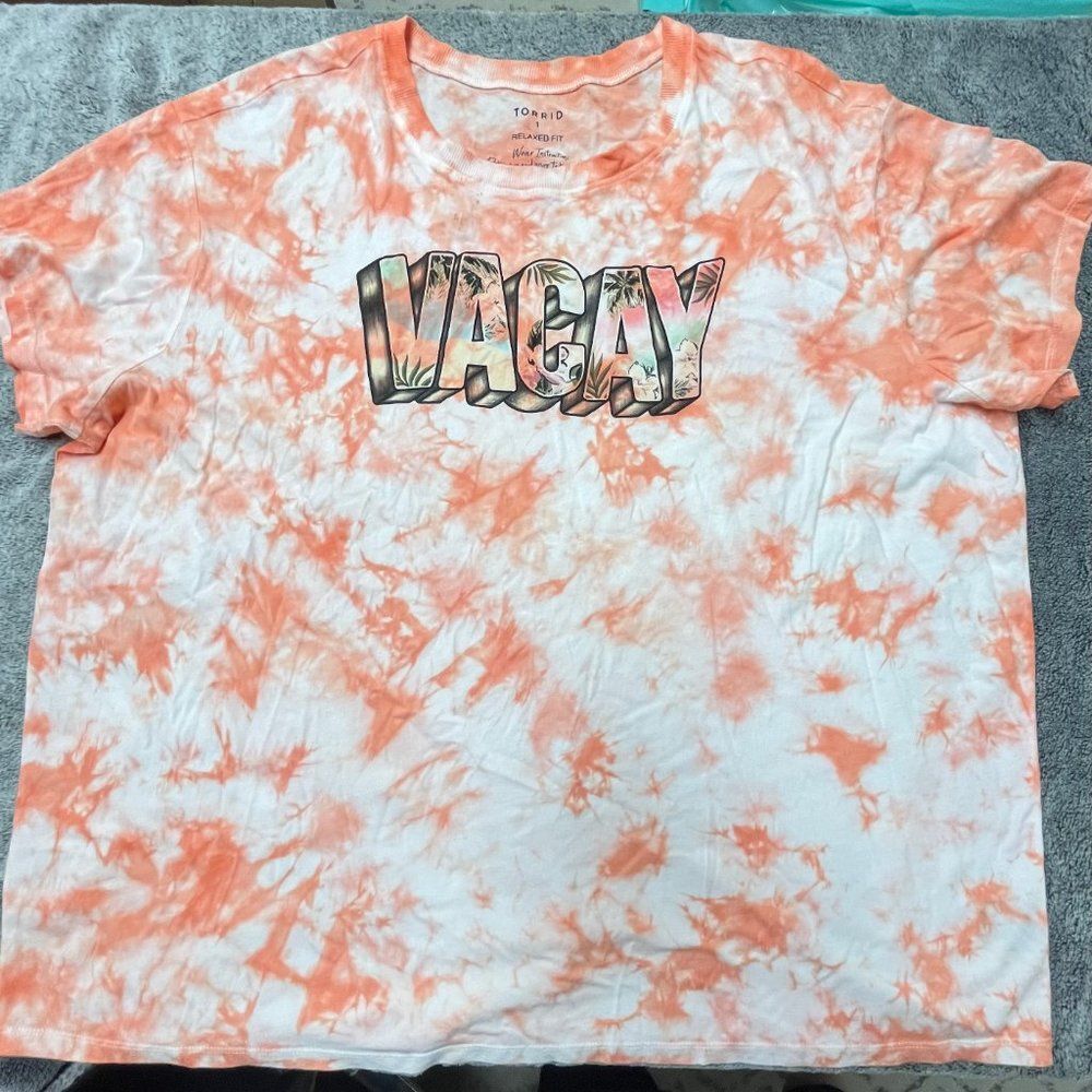 Torrid Orange and White Tie Dye Vacay Tee Shirt - Size 1X